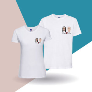 Set 2 T-shirt con ritratto illustrato San Valentino