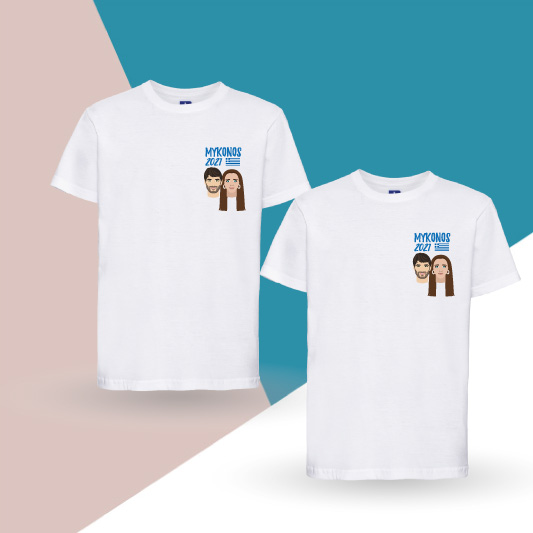 Set 2 T-shirt con ritratto illustrato coppia